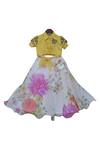 Buy_Fayon Kids_Yellow Organza Printed Top Skirt Set _at_Aza_Fashions