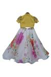 Shop_Fayon Kids_Yellow Organza Printed Top Skirt Set _at_Aza_Fashions