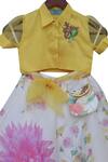 Fayon Kids_Yellow Organza Printed Top Skirt Set _Online_at_Aza_Fashions