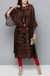 Buy_Ritu Kumar_Black Viscose Round Printed Kaftan Tunic _at_Aza_Fashions