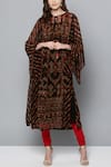 Ritu Kumar_Black Viscose Round Printed Kaftan Tunic _Online_at_Aza_Fashions