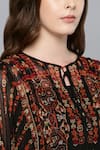 Ritu Kumar_Black Viscose Round Printed Kaftan Tunic _at_Aza_Fashions