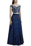 Samatvam By Anjali Bhaskar_Blue Silk Shantoon V-shaped Neckline Skirt Set _Online_at_Aza_Fashions