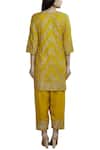 Shop_Samatvam By Anjali Bhaskar_Yellow Satin, Silk V-shaped Hand Embroidered Kurta Set _at_Aza_Fashions