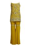 Shop_Samatvam By Anjali Bhaskar_Yellow Organza, Cotton Silk, Georgette Satin Round Hand Embroidered Kurta Set _Online_at_Aza_Fashions