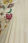 Samatvam by Anjali Bhaskar_Off White Crepe Shantoon V-shaped Embroidered Pre-draped Saree  _at_Aza_Fashions