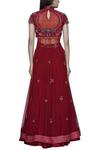 Shop_Abhishek Vermaa_Maroon Satin Embellished Kurta Lehenga Set_at_Aza_Fashions