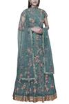 Buy_Abhishek Vermaa_Blue Lace Embellished Lehenga Set_at_Aza_Fashions