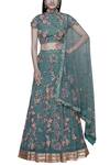 Abhishek Vermaa_Blue Lace Embellished Lehenga Set_Online_at_Aza_Fashions