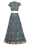 Buy_Abhishek Vermaa_Blue Lace Embellished Lehenga Set_Online_at_Aza_Fashions