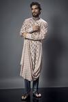 Bubber Couture_Grey Moga Silk Embroidered Kurta Set_Online_at_Aza_Fashions