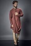 Bubber Couture Brown Moga Silk Embroidered Draped Kurta Online at Aza Fashions Bubber Couture_Brown Moga Silk Embroidered Draped Kurta _Online_at_Aza_Fashions