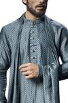 Shop Bubber Couture Blue Raw Silk Printed Kurta Set at Aza Fashions Shop_Bubber Couture_Blue Raw Silk Printed Kurta Set _at_Aza_Fashions