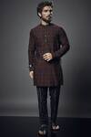 BUBBER COUTURE_Brown Cotton Silk Woven Kurta  _Online_at_Aza_Fashions