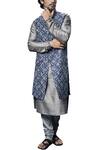 Buy Bubber Couture Blue Cotton Silk Embroidered Bundi at Aza Fashions Buy_Bubber Couture_Blue Cotton Silk Embroidered Bundi _at_Aza_Fashions