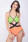 Buy_Kai Resortwear_Green Polymide One Piece Colorblock Swimsuit_at_Aza_Fashions