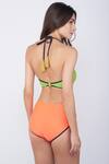 Shop_Kai Resortwear_Green Polymide One Piece Colorblock Swimsuit_at_Aza_Fashions