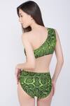 Shop_Kai Resortwear_Green Polyamide One Shoulder Monokini Swimsuit_at_Aza_Fashions