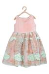 Buy_PinkCow_Peach Embroidered Dress For Girls_at_Aza_Fashions