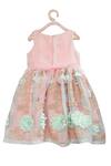 Shop_PinkCow_Peach Embroidered Dress For Girls_at_Aza_Fashions