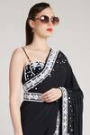 Shivan & Narresh_Black Italian Jersey Embellished Pre-draped Saree_Online_at_Aza_Fashions