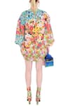 Shop_Manish Arora_Multi Color Poly Neoprene Round Printed Dress  _at_Aza_Fashions