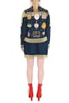 Shop_Manish Arora_Blue Denim Embellished Skirt  _at_Aza_Fashions