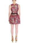 Shop_Manish Arora_Multi Color Brocade Silk Round Floral Dress  _at_Aza_Fashions