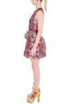 Manish Arora_Multi Color Brocade Silk Round Floral Dress  _Online_at_Aza_Fashions