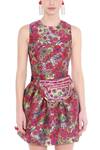 Buy_Manish Arora_Multi Color Brocade Silk Round Floral Dress  _Online_at_Aza_Fashions