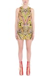 Buy_Manish Arora_Multi Color Net Round Embellished Dress  _at_Aza_Fashions