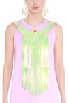 Buy_Manish Arora_Purple Cotton Neoprene Round Embellished Dress  _Online_at_Aza_Fashions