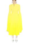 Shop_Manish Arora_Yellow Silk Georgette Round Embellished Midi Dress  _at_Aza_Fashions