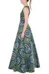 Manish Arora_Green Brocade Silk Round Gown _Online_at_Aza_Fashions