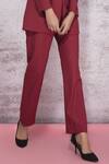 Buy_Ritika Bharwani_Red Polyester Blend Cigarette Pants_Online_at_Aza_Fashions