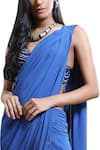 Buy_Anju & Harleen_Blue Georgette Embroidered Pre-draped Saree With Blouse_Online_at_Aza_Fashions