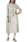 Buy_Aditi Beriwala_White Organic Cotton Stand Collar Embroidered Kurta _at_Aza_Fashions