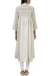 Shop_Aditi Beriwala_White Organic Cotton Stand Collar Embroidered Kurta _at_Aza_Fashions