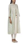 Aditi Beriwala_White Organic Cotton Stand Collar Embroidered Kurta _Online_at_Aza_Fashions