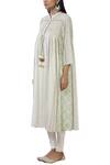 Buy_Aditi Beriwala_White Organic Cotton Stand Collar Embroidered Kurta _Online_at_Aza_Fashions