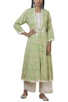 Buy_Aditi Beriwala_Green Organic Cotton Outer Kurta V Neck Inner Kurta Round Printed _at_Aza_Fashions