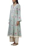 Buy_Aditi Beriwala_Blue Organic Cotton Round Embroidered Kurta _Online_at_Aza_Fashions