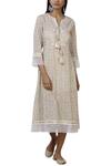 Buy_Aditi Beriwala_Beige Organic Cotton Round Printed Dress  _at_Aza_Fashions