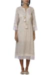 Shop_Aditi Beriwala_Beige Organic Cotton Round Printed Dress  _Online_at_Aza_Fashions