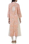 Shop_Aditi Beriwala_Peach Organic Cotton Stand Collar Printed Kurta  _at_Aza_Fashions