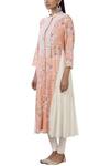 Aditi Beriwala_Peach Organic Cotton Stand Collar Printed Kurta  _Online_at_Aza_Fashions