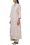 Aditi Beriwala_Purple Organic Cotton Outer Kurta Band Collar Inner Kurta Printed  _Online_at_Aza_Fashions