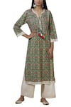 Buy_Aditi Beriwala_Green Organic Cotton Round Printed Kurta  _at_Aza_Fashions