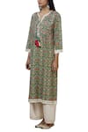 Buy_Aditi Beriwala_Green Organic Cotton Round Printed Kurta  _Online_at_Aza_Fashions