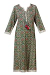 Shop_Aditi Beriwala_Green Organic Cotton Round Printed Kurta  _Online_at_Aza_Fashions